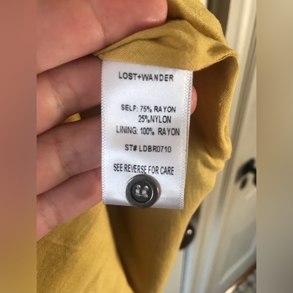 Lost + Wander Deep V A-Line Mini Dress Size Small Beautiful Mustard Color - Picture 5 of 6